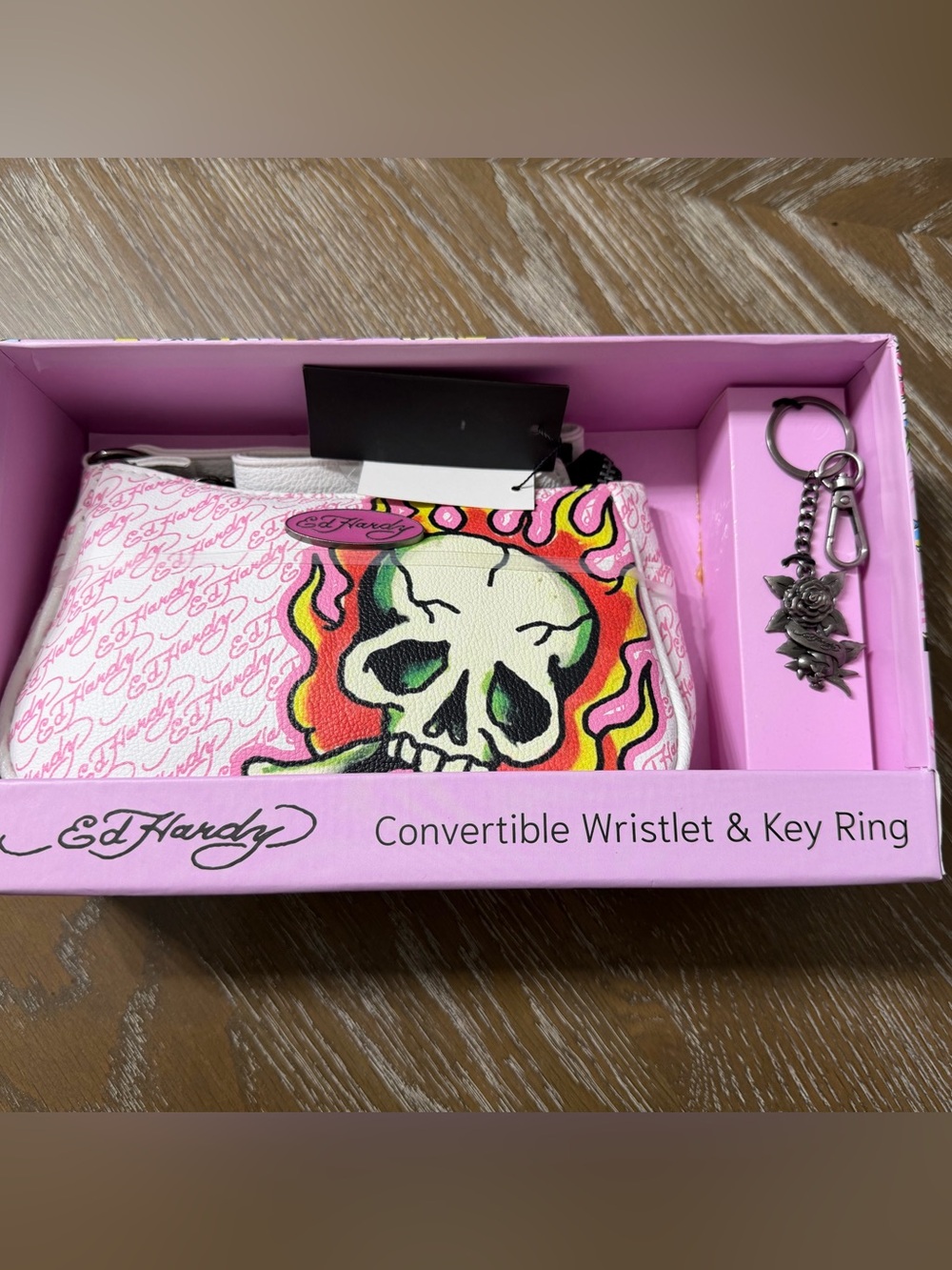 Ed Hardy Convertible Wristlet & Key Ring Set